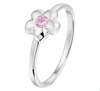 Zilveren Bloem Ring met Roze Zirkonia