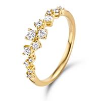 Excellent Jewelry Gouden Ring met Diamanten Rij Kopstuk