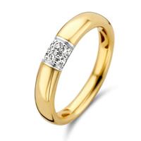 Excellent Jewelry Bolstaande Gouden Ring met Witgouden Diamant Kopstuk