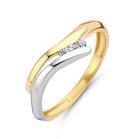 Excellent Jewelry Bicolor Dames Ring met Drie Zirkonia℃s