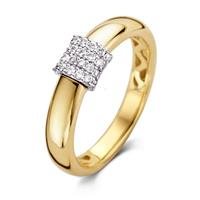 Excellent Jewelry Brede Gouden Ring met Witgouden Diamant Strook