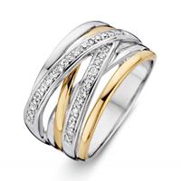 Excellent Jewelry Dames Ring van Zilver met Goud en Zirkonia℃s