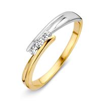 Excellent Jewelry Slanke Gouden Ring met Witgouden Uiteinde en Zirkonia℃s