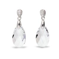 Spark Jewelry Sierlijke Druppel Witte Glaskristallen Oorbellen met Zirkonia℃s