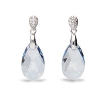 Spark Jewelry Sierlijke Druppel Blauwe Glaskristallen Oorbellen met Zirkonia℃s