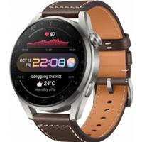 Huawei Watch 3 Pro Classic - Titanium Grijs with Bruin leather strap