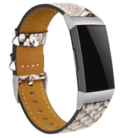 Strap-it Fitbit Charge 3 bandje leer (slangenprint)