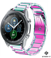 Strap-it Samsung Galaxy Watch 3 stalen band 45mm (regenboog)