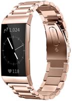 Strap-it Fitbit Charge 3 stalen bandje (rosé goud)