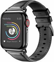 Strap-it Apple Watch leren band (zwart)