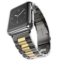 Strap-it Apple Watch stalen band (zwart/goud)