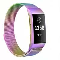 Strap-it Fitbit Charge 4 Milanese band (regenboog)