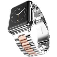 Strap-it Apple Watch stalen band (zilver/rosé goud)