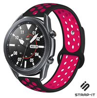 Strap-it Samsung Galaxy Watch 3 sport band 45mm (zwart/knalroze)
