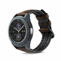 Strap-it Samsung Galaxy Watch siliconen / leren bandje 45mm / 46mm (zwart/bruin)