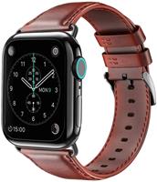 Strap-it Apple Watch 6 leren bandje (roodbruin)