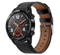 Strap-it Huawei Watch GT bandje leer (strak-zwart)