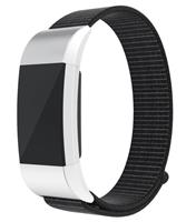 Strap-it Fitbit Charge 2 nylon bandje (zwart)