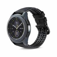 Strap-it Samsung Galaxy Watch siliconen / leren bandje 41mm / 42mm (zwart)