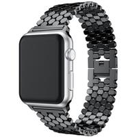 Strap-it Apple Watch stalen vis band (zwart)