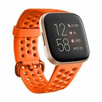 Strap-it Fitbit Versa siliconen bandje met gaatjes (oranje)
