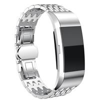 Strap-it Fitbit Charge 3 stalen draak band (zilver)
