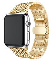 Strap-it Apple Watch stalen draak band (goud)