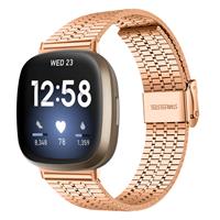 Strap-it Fitbit Sense roestvrij stalen band (rosé goud)