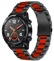 Strap-it Huawei Watch GT stalen band (zwart/rood)