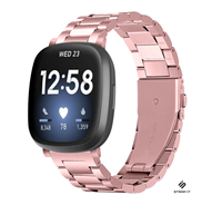 Strap-it Fitbit Versa 3 stalen band (rosé pink)