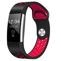 Strap-it Fitbit Charge 2 sport band (zwart/rood)