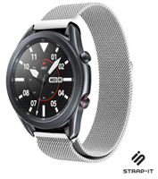 Strap-it Samsung Galaxy Watch 3 Milanese band 45mm (zilver)