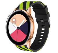 Strap-it Samsung Galaxy Watch Active gestreept siliconen bandje (zwart/geel)