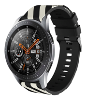 Strap-it Samsung Galaxy Watch gestreept siliconen bandje 45mm / 46mm (zwart/wit)