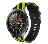 Strap-it Samsung Galaxy Watch gestreept siliconen bandje 45mm / 46mm (zwart/geel)