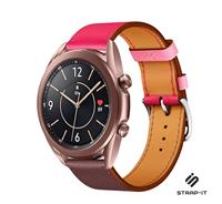 Strap-it Samsung Galaxy Watch 3 - 41mm leren bandje (knalroze/roodbruin)