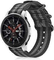Strap-it Samsung Galaxy Watch 45mm / 46mm nylon gesp band (zwart/grijs)