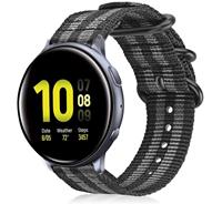 Strap-it Samsung Galaxy Watch Active nylon gesp band (zwart/grijs)