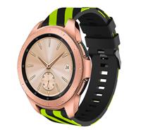 Strap-it Samsung Galaxy Watch gestreept siliconen bandje 41mm / 42mm (zwart/geel)