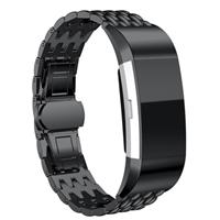 Strap-it Fitbit Charge 3 stalen draak band (zwart)