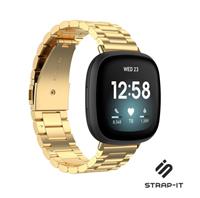 Strap-it Fitbit Versa 3 stalen band (goud)