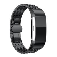 Strap-it Fitbit Charge 2 stalen draak band (zwart)
