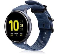 Strap-it Samsung Galaxy Watch Active nylon gesp band (blauw)