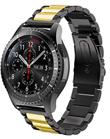 Strap-it Samsung Galaxy Watch stalen band 45mm / 46mm (zwart/goud)