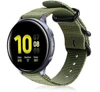 Strap-it Samsung Galaxy Watch Active nylon gesp band (groen)
