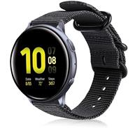 Strap-it Samsung Galaxy Watch Active nylon gesp band (zwart)