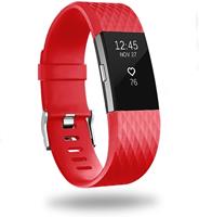 Strap-it Fitbit Charge 2 diamant silicone band (rood)