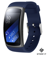 Strap-it Samsung Gear Fit 2 / Gear Fit 2 Pro siliconen bandje (donkerblauw)