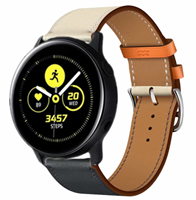 Strap-it Samsung Galaxy Watch active leren bandje (wit/donkerblauw)