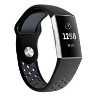 Strap-it Fitbit Charge 3 sport bandje (zwart grijs)